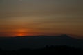 The morning of sunshine behind the Khao Yai national park mountain in the winter of Thailand. Asia sunrise view