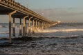 Morning Surf at Ocean Beach Fishing Pier Royalty Free Stock Photo