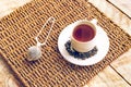 Morning tea on wooden table Royalty Free Stock Photo