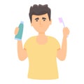 Morning teeth cleaning icon cartoon vector. Brush dental Royalty Free Stock Photo