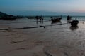 Morning time at Koh Lipe Fishing boat moored while the sun was rising Royalty Free Stock Photo