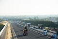 Morning traffic on german highway near Regensburg A7 autobahn Jahnstadion