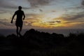 Morning trail run into the sunrise Royalty Free Stock Photo