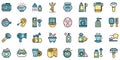 Morning treatments icons set line color vector
