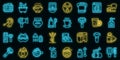 Morning treatments icons set vector neon