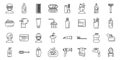 Morning treatments icons set outline vector. Care shave