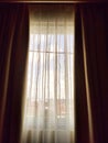 A morning view behind the curtain hotel aesthetic view pastel view