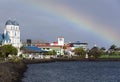 Apia`s Town Cathedral With A Rainbow