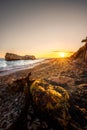 View of the rising sun on Zakynthos beach, Xigia Sulfur Beaches Greece