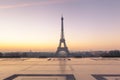 Morning view of Eiffel Tower from Trocadero with sunrise colors, Paris, France Royalty Free Stock Photo