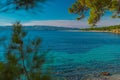 Morning view of empty Zlatni Rat cape on Brac island in Croatia. Magical and beautiful peninsula, famous on croatian coast