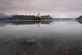 Morning view of famous lake Bled and small island with a church Royalty Free Stock Photo