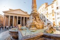 Morning view on famous Pantheon, Roman temple in Rome