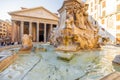 Morning view on famous Pantheon, Roman temple in Rome