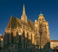 Morning view of famous St. Stephen& x27;s Cathedral at Stephansplatz in Vienna, Austria Royalty Free Stock Photo