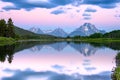 Morning View of Grand Teton and Calm Water at Oxbow Bend Royalty Free Stock Photo