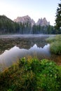 Morning view of Lago Antorno, Dolomites, Lake mountain landscape with Alps peak , Misurina, Cortina d`Ampezzo, Italy Royalty Free Stock Photo