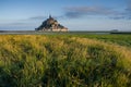 Morning view of le mont saint michel castle of france