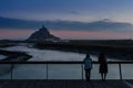 Morning view of le mont saint michel castle of france from the dam