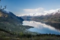 Morning view of Lofthus and Sorfjorden southern branch of Hardangerfjord, Hordaland, Norway Royalty Free Stock Photo