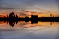 Morning view with magic sunrise in Latvia Daugavpils city