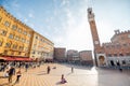 Morning view on the main square of Siena city in Italy