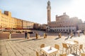 Morning view on the main square of Siena city in Italy