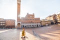 Morning view on the main square of Siena city in Italy Royalty Free Stock Photo