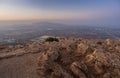 Morning view at morning sunrice from Mount Precipice on a nearby valley near Nazareth in Israel