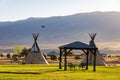 Morning view of the Native American Indian Tents Teepee Royalty Free Stock Photo