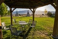 Morning view of the Native American Indian Tents Teepee Royalty Free Stock Photo