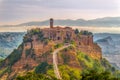 Morning view at the old stone town Civita di Bagnoregio in Italy