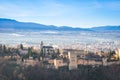 Morning view over Granada city and Alhambra castle Royalty Free Stock Photo