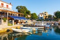 Morning view on sailboat harbor in Porat with many moored boats and yachts, Croatia