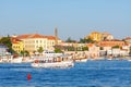 Morning view on sailboat harbor in Rovinj with many moored sail boats and yachts, Croatia