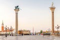 Morning view of San Marco Square in Venice.info in Italian: gondola service Royalty Free Stock Photo