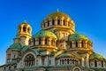 Morning view of sunlit Alexander Nevsky Cathedral, Sofia, Bulgaria Royalty Free Stock Photo