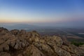 Morning view at morning sunrice from Mount Precipice on a nearby valley near Nazareth in Israel