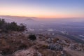 Morning view at morning sunrice from Mount Precipice on a nearby valley near Nazareth in Israel