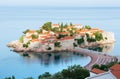 The morning view of Sveti Stefan sea islet (Montenegro) Royalty Free Stock Photo