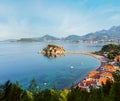 The morning view of Sveti Stefan sea islet (Montenegro Royalty Free Stock Photo