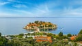 Morning view of Sveti Stefan sea islet, Montenegro Royalty Free Stock Photo