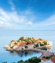 The morning view of Sveti Stefan sea islet Montenegro Royalty Free Stock Photo