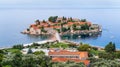 Morning view of Sveti Stefan sea islet Montenegro Royalty Free Stock Photo
