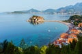 The morning view of Sveti Stefan sea islet Montenegro Royalty Free Stock Photo