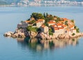 The morning view of Sveti Stefan sea islet Montenegro Royalty Free Stock Photo
