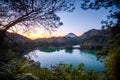 Morning view of Telaga Warna Lake in Dieng Royalty Free Stock Photo