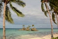 Morning view of Willy Rock. White beach. Boracay Island. Western Visayas. Philippines