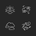 Morning weather chalk white icons set on black background Royalty Free Stock Photo