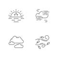 Morning weather pixel perfect linear icons set